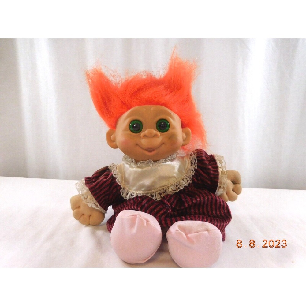 VTG 1992 MT Multi Toys Corp Troll Doll Orange Hair Outfit 11.5" Plush‎ Toy